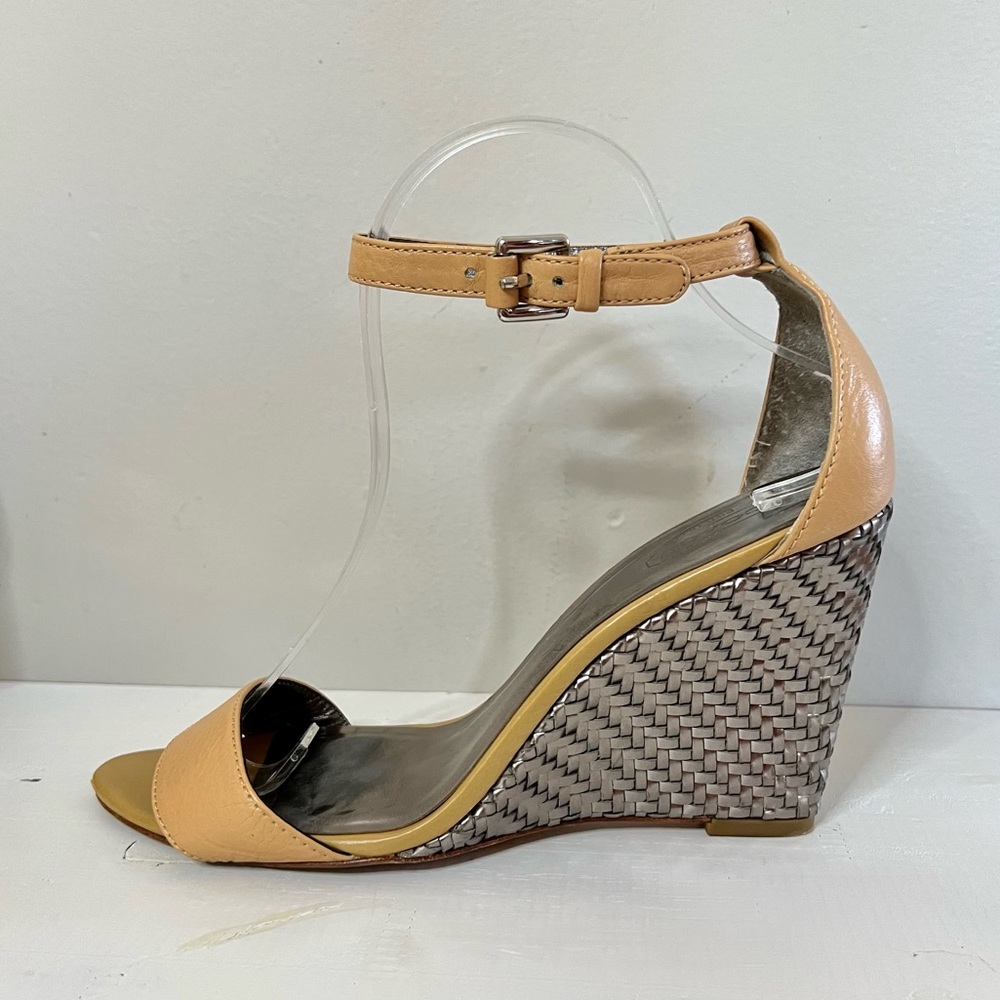 Coach Sharrin Tan/ Metallic Leather Wedges size 9 - Picture 3 of 10